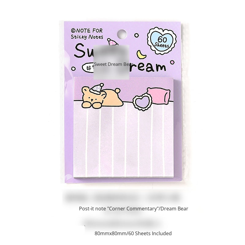 NOTE FOR Post-it notes corner and notes Korean simple cute small illustrations hand accounts collage notes DIY material paper interesting cute pet scene border 60 Sheets Included hand accounts