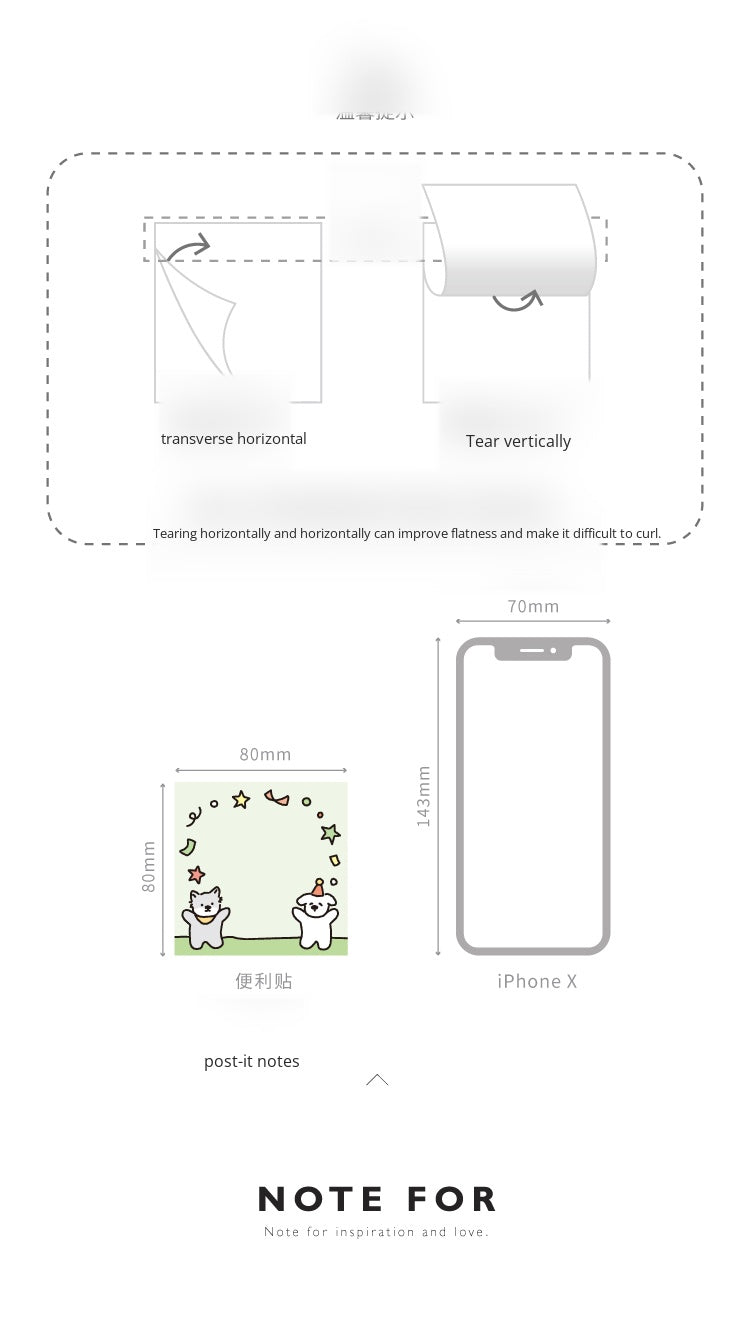 NOTE FOR Post-it notes corner and notes Korean simple cute small illustrations hand accounts collage notes DIY material paper interesting cute pet scene border 60 Sheets Included hand accounts