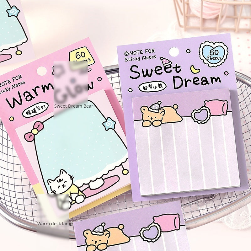 NOTE FOR Post-it notes corner and notes Korean simple cute small illustrations hand accounts collage notes DIY material paper interesting cute pet scene border 60 Sheets Included hand accounts