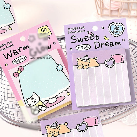 NOTE FOR Post-it notes corner and notes Korean simple cute small illustrations hand accounts collage notes DIY material paper interesting cute pet scene border 60 Sheets Included hand accounts
