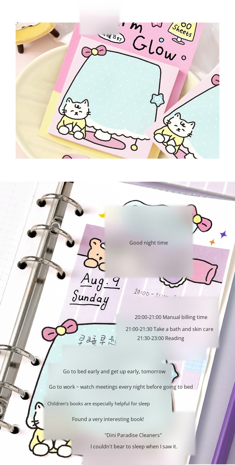 NOTE FOR Post-it notes corner and notes Korean simple cute small illustrations hand accounts collage notes DIY material paper interesting cute pet scene border 60 Sheets Included hand accounts