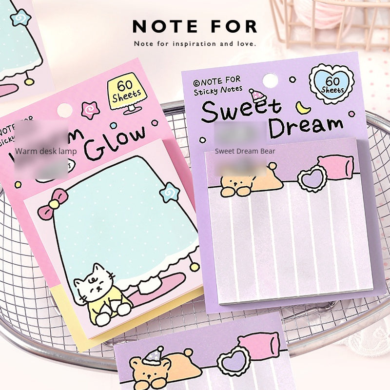 NOTE FOR Post-it notes corner and notes Korean simple cute small illustrations hand accounts collage notes DIY material paper interesting cute pet scene border 60 Sheets Included hand accounts