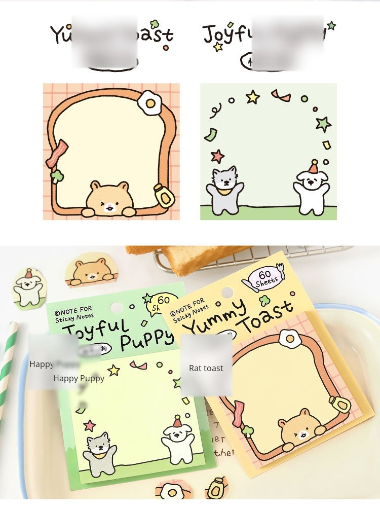 NOTE FOR Post-it notes corner and notes Korean simple cute small illustrations hand accounts collage notes DIY material paper interesting cute pet scene border 60 Sheets Included hand accounts