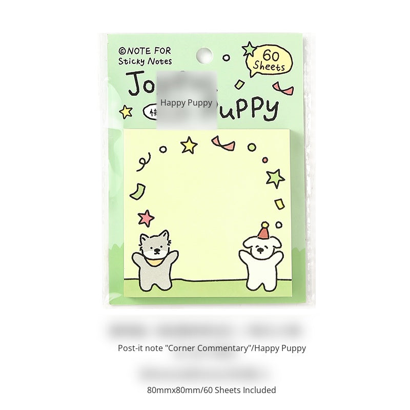 NOTE FOR Post-it notes corner and notes Korean simple cute small illustrations hand accounts collage notes DIY material paper interesting cute pet scene border 60 Sheets Included hand accounts