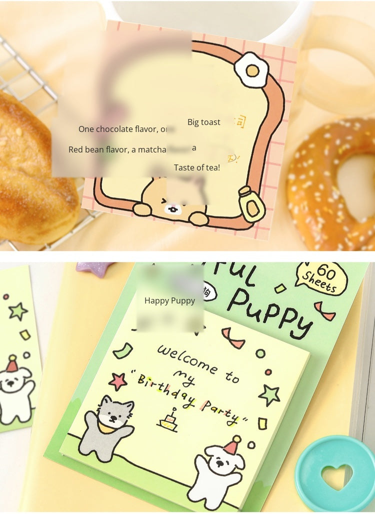 NOTE FOR Post-it notes corner and notes Korean simple cute small illustrations hand accounts collage notes DIY material paper interesting cute pet scene border 60 Sheets Included hand accounts