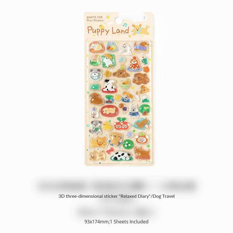 NOTE FOR 3 D stereoscopic sticker relaxed diary book transparent crystal embossed Korean Japanese cute literary animals plants DIY stickers pain bag filled phone case photo frame keyboard