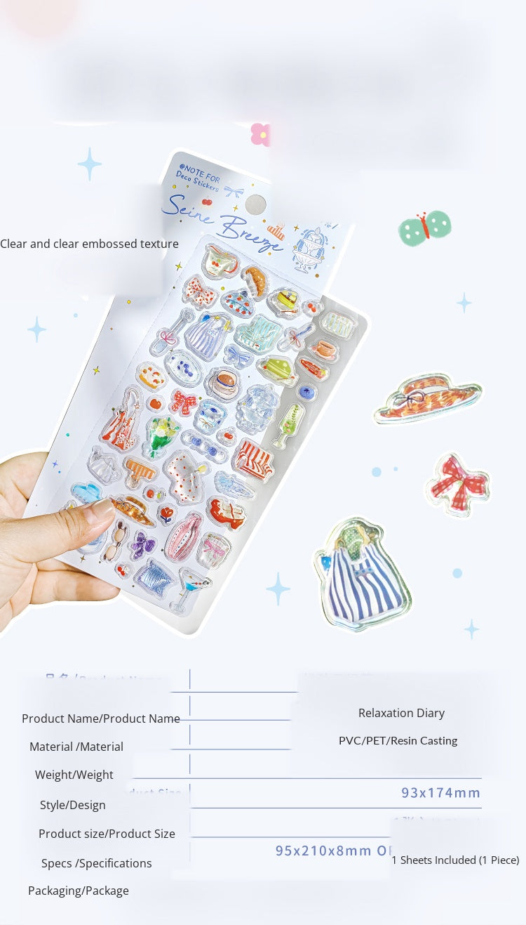 NOTE FOR 3 D stereoscopic sticker relaxed diary book transparent crystal embossed Korean Japanese cute literary animals plants DIY stickers pain bag filled phone case photo frame keyboard