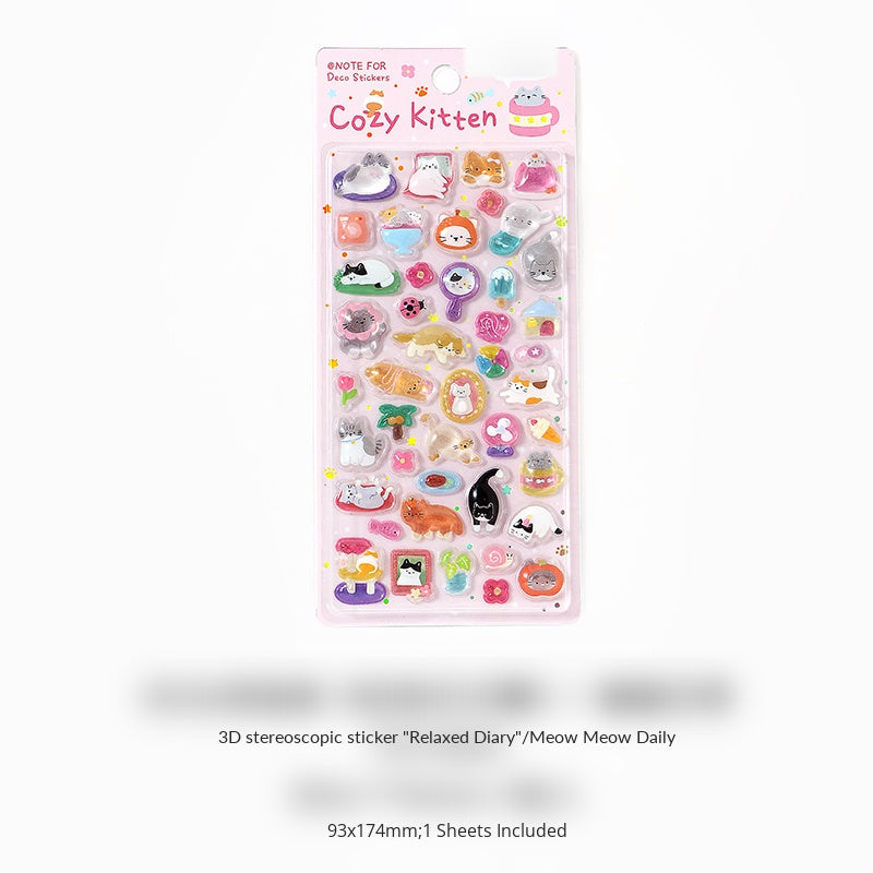 NOTE FOR 3 D stereoscopic sticker relaxed diary book transparent crystal embossed Korean Japanese cute literary animals plants DIY stickers pain bag filled phone case photo frame keyboard
