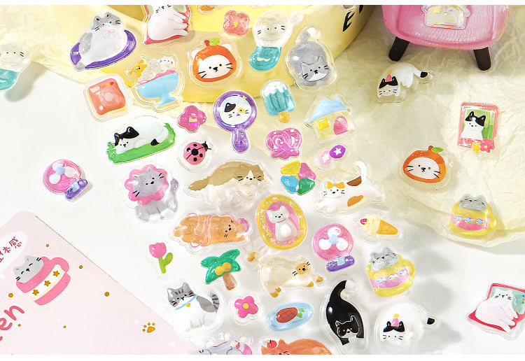 NOTE FOR 3 D stereoscopic sticker relaxed diary book transparent crystal embossed Korean Japanese cute literary animals plants DIY stickers pain bag filled phone case photo frame keyboard