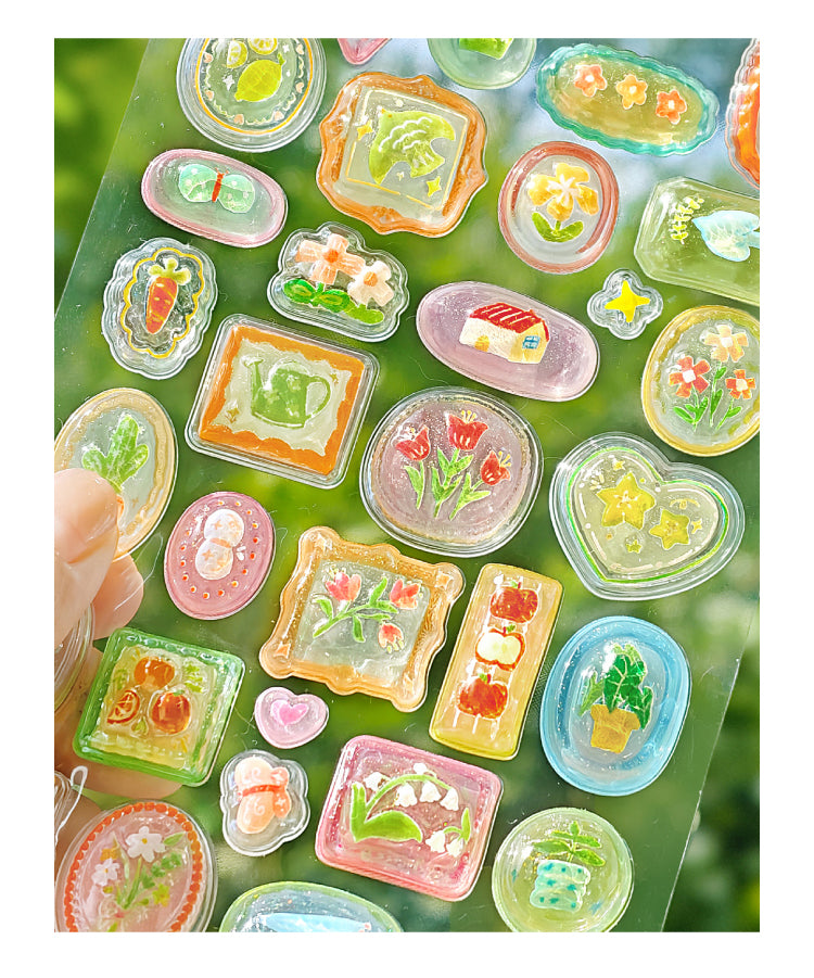 NOTE FOR 3 D stereoscopic sticker relaxed diary book transparent crystal embossed Korean Japanese cute literary animals plants DIY stickers pain bag filled phone case photo frame keyboard