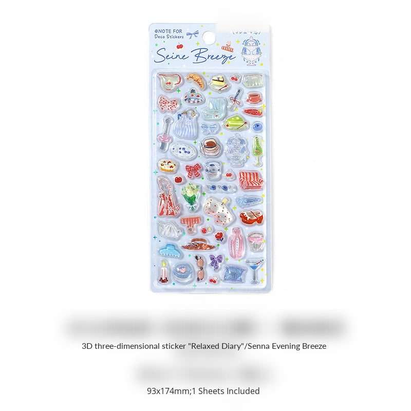 NOTE FOR 3 D stereoscopic sticker relaxed diary book transparent crystal embossed Korean Japanese cute literary animals plants DIY stickers pain bag filled phone case photo frame keyboard
