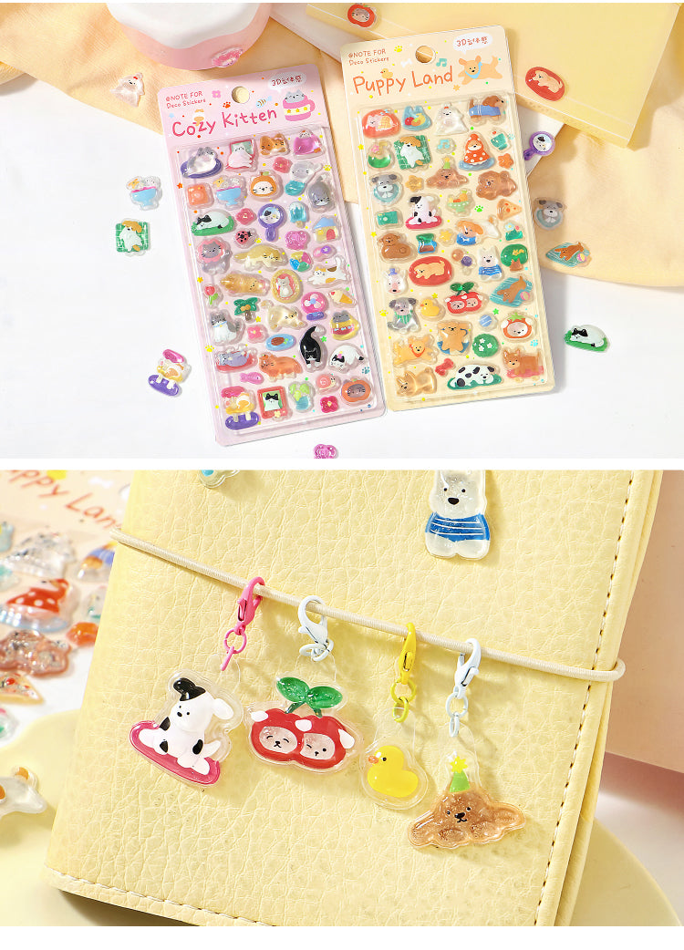 NOTE FOR 3 D stereoscopic sticker relaxed diary book transparent crystal embossed Korean Japanese cute literary animals plants DIY stickers pain bag filled phone case photo frame keyboard