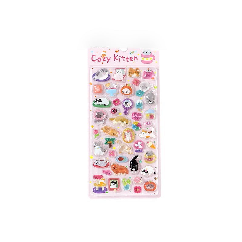 NOTE FOR 3 D stereoscopic sticker relaxed diary book transparent crystal embossed Korean Japanese cute literary animals plants DIY stickers pain bag filled phone case photo frame keyboard